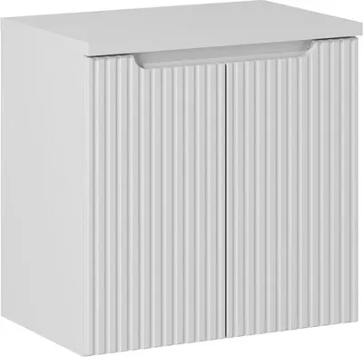 Zdjęcie produktu dla Szafka Łazienkowa Biała Wisząca 60 Cm – 2-Drzwiowa Z Białym Blatem Pvc