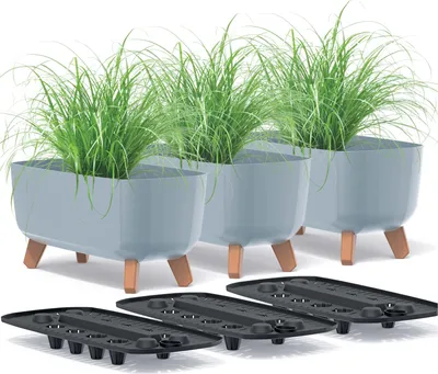 Obrázek produktu pro Sada 3X Květináč Zahrada Na Rostliny Na Nohou Pro Terasa Gracia Case 39 Cm - Světle Šedá