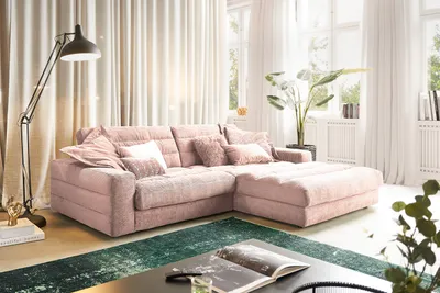 Produktbild von KAWOLA Sofa LANA Ecksofa Cord rosa Recamiere rechts