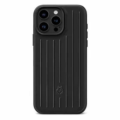 Image de Coque en aluminium de qualité, compatible avec l'iPhone 16 Pro – Noir – Étui de protection en métal au design coffret – Coque rigide avec protection de l'appareil photo, Image générée par une IA