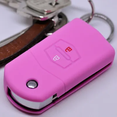 Produktbild von Auto Schlüssel Hülle Silikon Schutz Cover Rosa kompatibel mit Mazda CX-7 CX-5 2 4 5 6 RX-8 2 Tasten Klappschlüssel