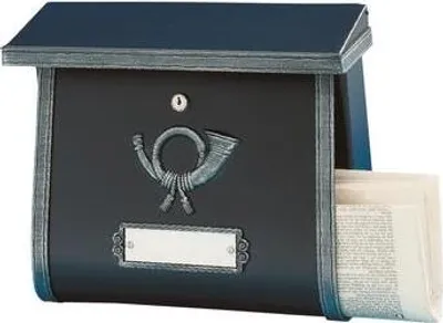 Produktbild von Heibi Briefkasten MULTI mit Zeitungsfach Antik-Stil Stahl schwarz-antik patiniert