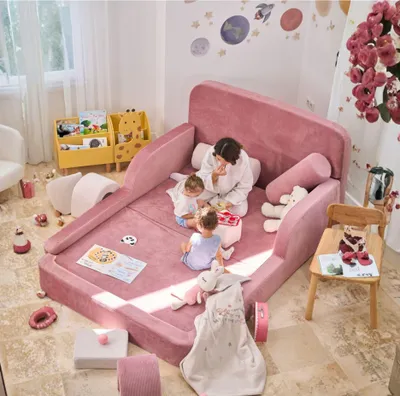 Productafbeelding van Hanah Home, hoogwaardig kinderbed, 115x90x210 cm, roze, 100% ribfluweel, ouderenzone