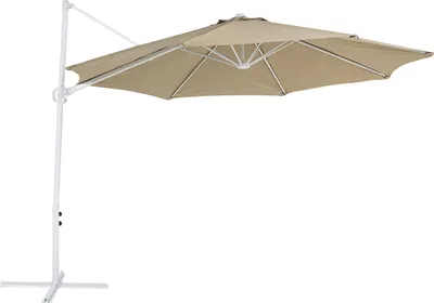 Produktbild von BELIANI Ampelschirm Taupe/Weiß Polyester achteckig ⌀ 295 cm für Balkon Terrasse Garten
