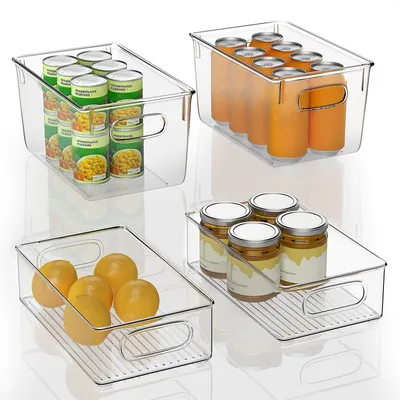 Obrázek produktu pro Omgoods – Sada 4 stohovatelných organizérů do lednice pro skladování potravin