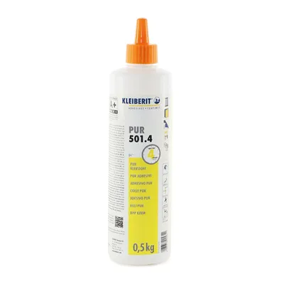 Produktbild von KLEIBERIT 501.4 1K PUR Holzleim 0,5 kg Flasche – blitzschneller D4-Klebstoff für Fenster, Türen, Holz & mineralische Werkstoffe