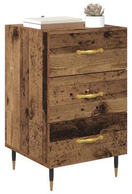 Image de vidaXL Table de nuit avec tiroirs Vieux bois 40 x 40 x 66 cm Bois composite