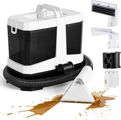 Immagine prodotto di Aspiralavatrice per tappeti, aspiralavatrice per imbottiti, macchina per la pulizia degli interni. Compatta, con potente aspirazione di 18 kPa, 600W. Aspiralavatrice per tappeti, imbottiti e sedili auto (nera)