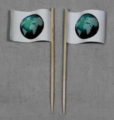 Produktbild von Party-Picker Flagge Globus Weltkugel Papierfähnchen in Spitzenqualität 25 Stück Beutel