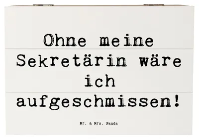 Produktbild von Mr. & Mrs. Panda Box Spruch Sekretärin Helfer 22 x 15 cm - Weiß - Geschenk, schatztruhe, Schatulle, personalisierte Geschenke, Kiste, Sekretärinnen Wertschätzung, Beruf