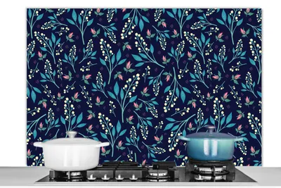 Obrázok produktu pre MuchoWow® Splashback Kuchyňa - Kuchynský backsplash - Ochrana steny pre sporák a drez Kvety - Ružová - Biela - Vzor 120x80cm Alu-Dibond (alternatíva k