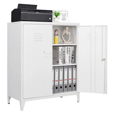 Produktbild von Aktenschrank Yizosh Bš¹roschrank mit 2 Tš¹ren Stahlschrank 90x40x78cm Metallschrank Wei