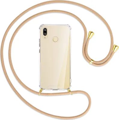 Produktbild von Handykette Backcover-Schutzhülle mit Band (Metall goldfarben) für Huawei P20 lite - beige