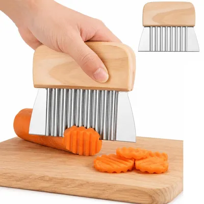 Produktbild von Edelstahl Teigschneider 2er Set mit Holzgriff, Teigkarte, Teigtrenner für Brot, Pizza, Kuchen, Kartoffeln, spülmaschinengeeigneter Küchenhelfer