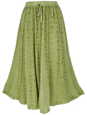 Produktbild von Bestickter Boho Hippie Rock, Indischer Maxirock, Sommerrock - Grün, Damen, Viskose, Röcke