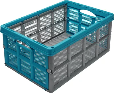 Produktbild von Garronda Transportbox Klappbox Klappkiste Faltbox Faltkiste 51 x 34,5 x 22,5 cm (Grau/Türkis) GD-CRI-FoldBox
