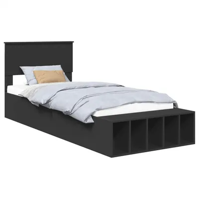 Immagine prodotto di vidaXL Struttura letto con ripiano nero 100 x 200 cm in legno