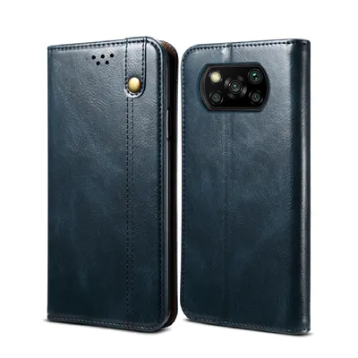 Obrázek produktu pro Pouzdro pro Xiaomi Poco X3 NFC / Poco X3 Pro, kožené flip pouzdro peněženka s funkcí stojánku modré