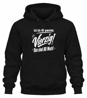 Zdjęcie produktu dla "Miałem 40 lat. Czterdzieści. To jest bluza z nadrukiem, ironiczna, z kapturem, czarna, rozmiar XXL."