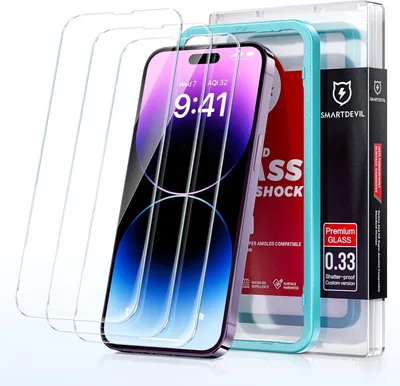Immagine prodotto di Pellicola protettiva in vetro temperato per iPhone 14 Pro Max, set da 3 pezzi