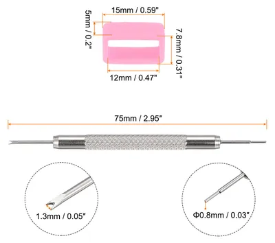 Produktbild von 10Stk. Uhrenarmband Schleife 12mm Gummi Uhrenhalter Befestigung Ringhalterung mit Federstabwerkzeug zur Uhrenarmband Reparatur Rosa