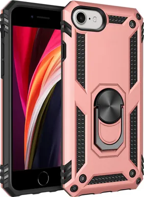 Produktbild von LaimTop iPhone SE 2020 Hülle, Hybrid Robuste Rüstung Drehbarer Ring Halter Ständer Dual Layer Hard PC + TPU Stoßfest Schutzhülle für iPhone SE 2020 Roségold