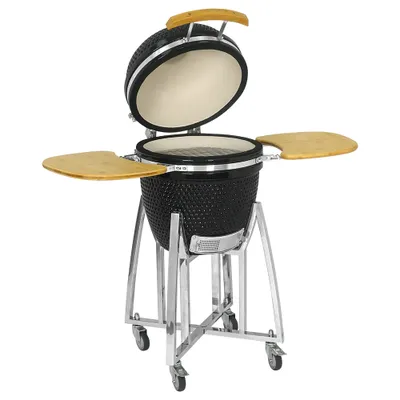 Produktbild von Kamado CL-18 Profi Keramik Grill Schwarz, Grilldurchmesser 45,7cm, Grillrostdurchmesser 38,5cm, BBQ Grillei Holzkohlegrill Grill Keramikgrill