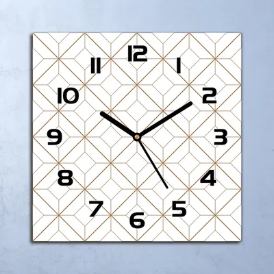 Produktbild von Wanduhr Echt-Glas-Küchenuhr Geometrisches Gold Quarz 30x30 Deko Bilder