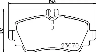 Productafbeelding van Remblokset met slijtage-indicator, 16,5 mm, HELLA, voor Mercedes-Benz A-klasse