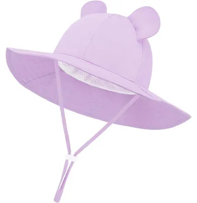 Produktbild von Baby Sonnenhut mit Bärenohren Breite Krempe UV Schutz UPF 50+ Lila 2-4 Jahre Baumwolle
