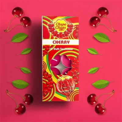 Produktbild von 3er Set Chupa Chups Teelichter Cherry Duftkerzen Tischdekoration
