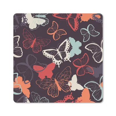 Produktbild von MuchoWow® Mauspad Mousepad Schmetterlinge - Muster - Abstrakt 20x20 cm - Mousepads - Maus Mat - Pad - Mausunterlage - Desk Mat - Bureauartikeln