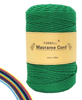 Produktbild von Makramee Garn - Baumwollkordel für DIY Handwerk - Smaragdgrün - 2 mm x 300 m