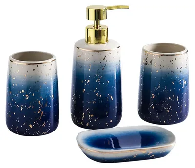 Image de Solidchoice - Ensemble de 4 accessoires de salle de bain modernes en céramique