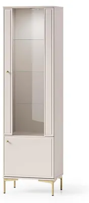 Obrázok produktu pre FURNLUX Vitrína Sandro, béžová, 54 cm / Hlavná farba: béžová / Rozmery: 54 x 190 x 40 cm