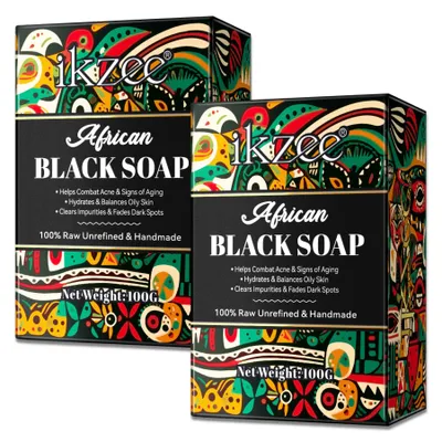 Produktbild von Gesichtsseife Körperseife Haarseife Naturseife Afrikanische Schwarze Seife Vegan, 2x 100g