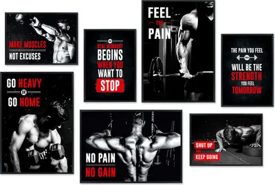 Produktbild von Hyggelig Home Premium Poster Set - 7 passende Bilder OHNE RAHMEN im stilvollen Set - 3 x DIN A3 + 4 x DIN A4 - Set Fitness