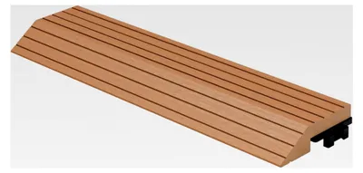 Produktbild von WPC Abschlussleiste gerade Hellbraun für Terrassenfliesen, 30x2x7,5 cm, Holzoptik, geriffelte Abdeckleiste mit Klicksystem und Drainage, Randabschlussleiste