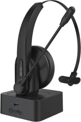 Image de Celly SWHEADSETMONO Casque sans fil serre-tête Bureau/centre d'appels Bluetooth Station de recharge Noir