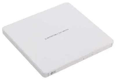Obrázek produktu pro Hitachi-LG Slim Portable DVD-Writer, Bílá, Podavač, Desktop / Laptop, DVD±RW, USB 2.0, 60000 h