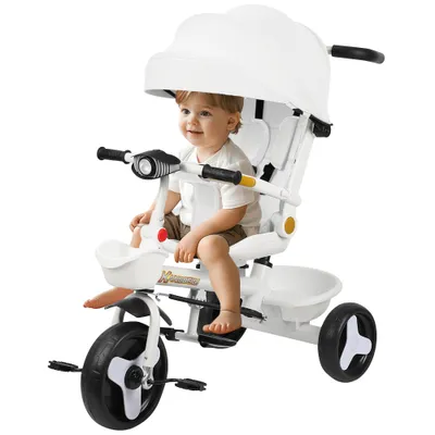 Produktbild von Kinderdreirad Baby-Dreirad Drehbarer Sitz Fahrrad Baby Kinderwagen ab 1 Jahr Weiß