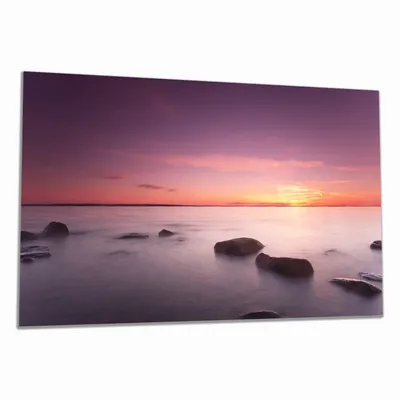 Produktbild von Wallario Herdabdeckplatte aus Glas, Größe 80 x 52 cm 1-teilig, Motiv Nebel am See bei Sonnenuntergang