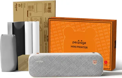 Produktbild von PeriPage A4 Thermodrucker,mobiler 210mm Mobilfotodrucker,USB-BT, 2''/3''/4'' Papierbreite,mit 1 Rolle+1 gefaltetem A4-Thermopapier&2 A4-Transferpapier