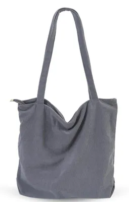 Immagine prodotto di Borsa shopper in tessuto corduroy, grande, per donna, con zip e scomparti