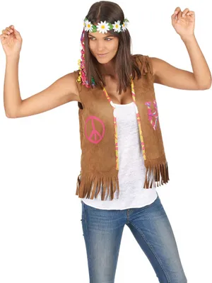 Produktbild von Hippie Weste für Damen braun 55 cm