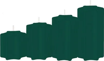 Produktbild von 4er Set Sternkerzen abgestuft Dunkelgrün Ø 5 cm