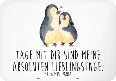 Produktbild von Mr. & Mrs. Panda magnet Pinguin umarmen - Weiß - Geschenk, holzmagnet, Liebe, zettelhalter, haftmagnet, Umarmung, Kühlschrankmagnet, Notizhalter, Hochzeitsgeschenk