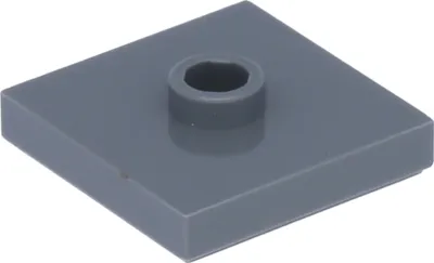 A single LEGO brick is shown from a diagonal angle against a gray background.