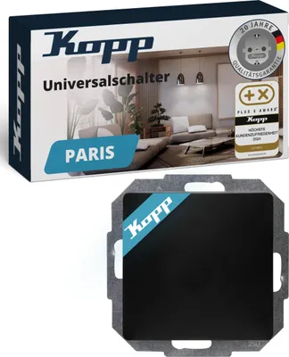 Produktbild von Kopp PARIS Universalschalter Matt-Schwarz IP20 10AX Unterputz Lichtschalter 250V