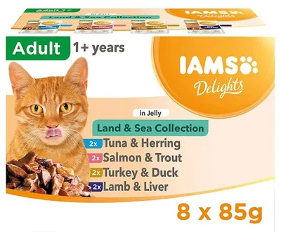 Zdjęcie produktu dla IAMS DELIGHTS Land & Sea Collection in Jelly box – mokra karma dla kota – 8x85g